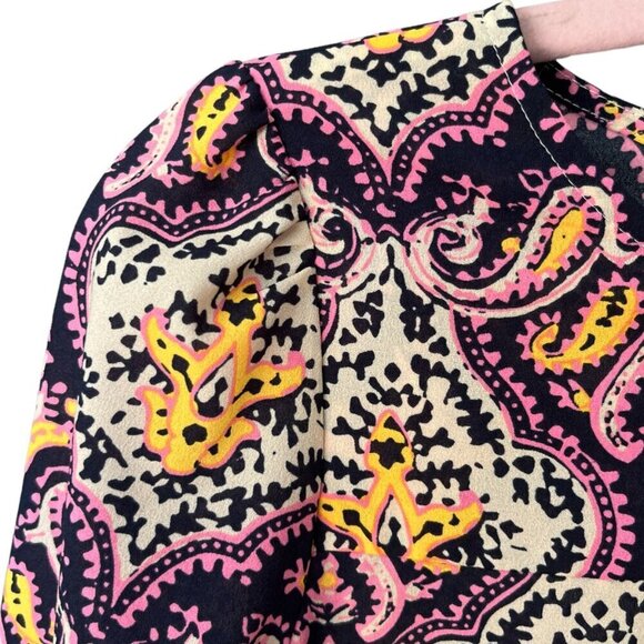 J Crew Womens Long Sleeve Chiffon Blouse Size XS Multicolor Mature Office Boho - Picture 3 of 9